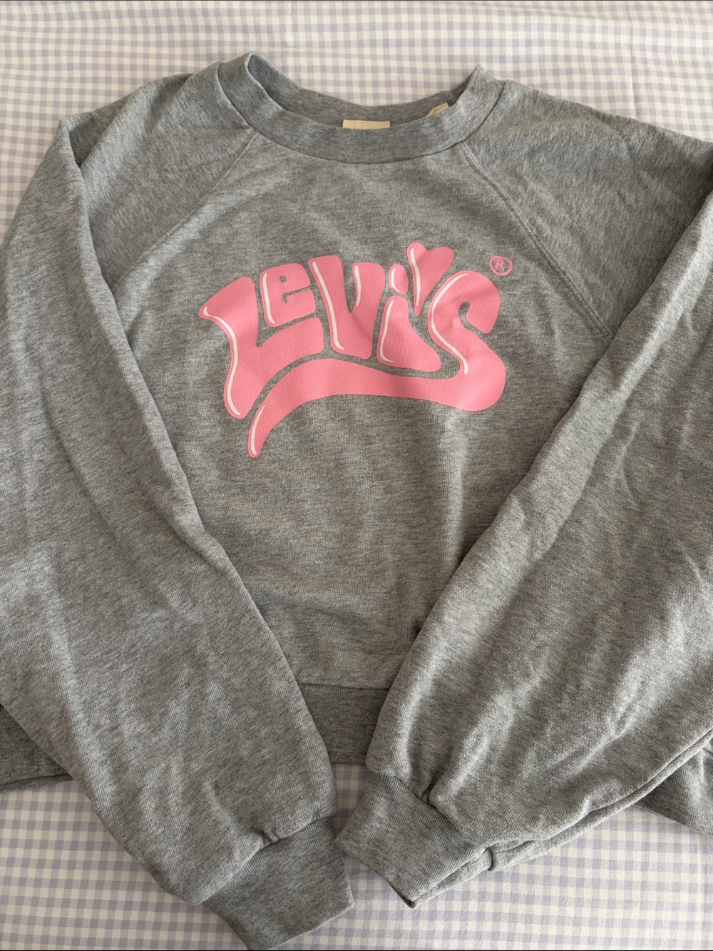 Levi's Grey Crewneck Sweatshirt with Pink Logo